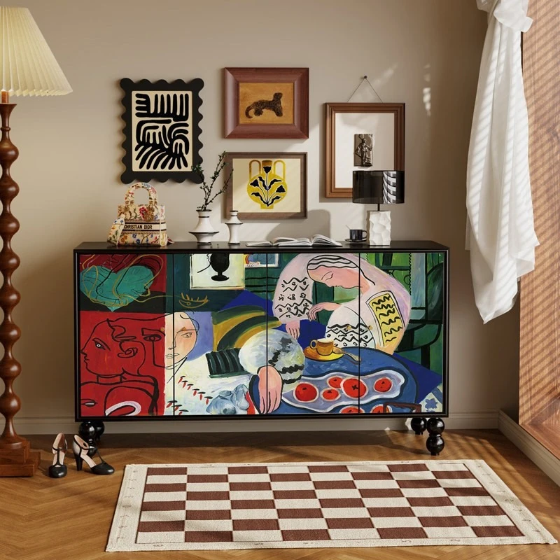 

Красивый двухдверный шкаф-буфет в американском стиле, тумба для прихожей в средневековом стиле