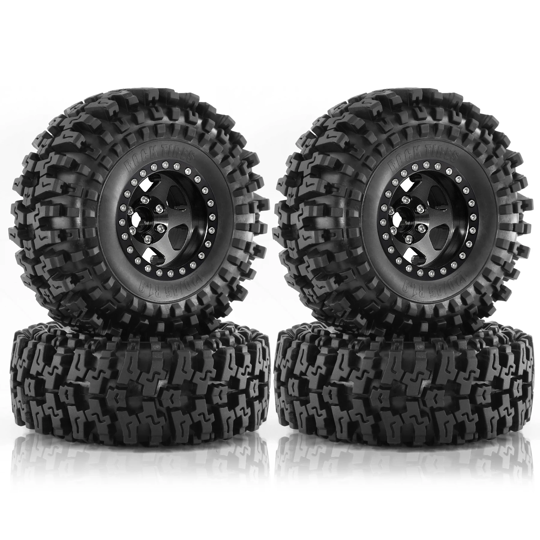 RS RC 120mm Metaal 1.9 "Beadlock Velg Rubber Band Set voor 1/10 RC Crawler Auto Traxxas TRX4 RC4WD D90 Axiale SCX10 II III MST