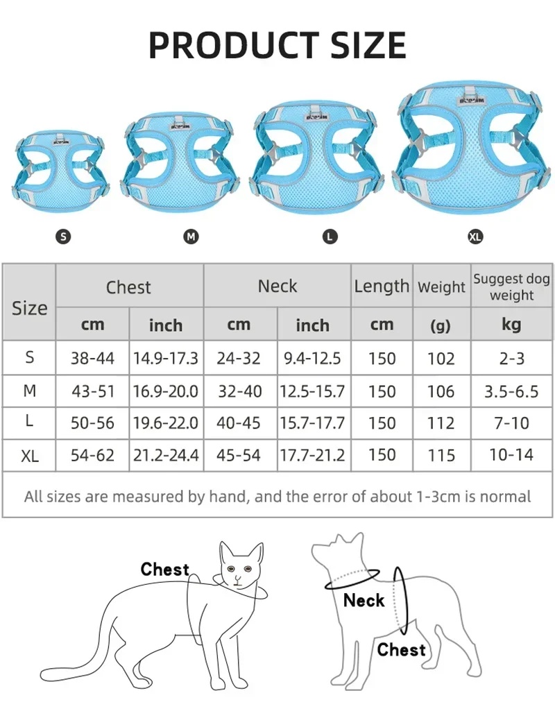 Mesh Breathable Pet Harness for Small Medium Dogs Outdoor Puppy Dog Harnesses and Leash for Walking Pomeranian Mascotas Supplies