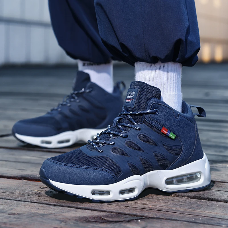 Men's cushioning casual sports shoes four season new breathable non-slip Outdoor running shoes light plus size students sneakers