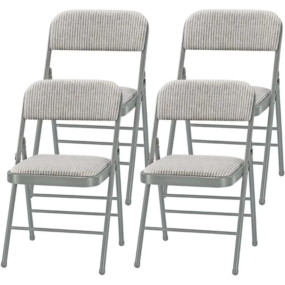 Pack of 4 (Fabric/Vinyl) Steel Frame Metal Foam Padded Folding Chairs (Black, Gray, White)