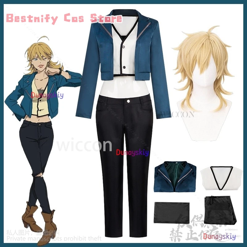 

CosplayNew Anime Lazarus Cosplay Kristin Costume Short Style Blue Jacket Pants Wig For Girls Woman Halloween Christmas Party Cos