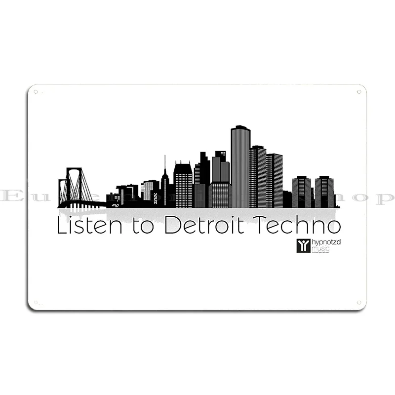Listen To Detroit Techno Djs Gift Metal Plaque Poster Kitchen Design Customize Wall Decor Designing Tin Sign Poster