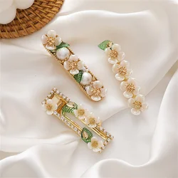 Pear Flower Series Hairpin Sweet and Cute Shell Flower Pearls Side Clip Green Leaf Spring Clip Duck Hairpin Hair Accessories