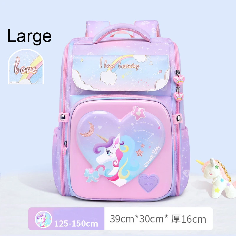 New 1-5 Grade Primary Orthopedic School  Backpack For Girls 3D Cartoon kawaii Unicorn School Bag Kids Schoolbag Mochila Infantil