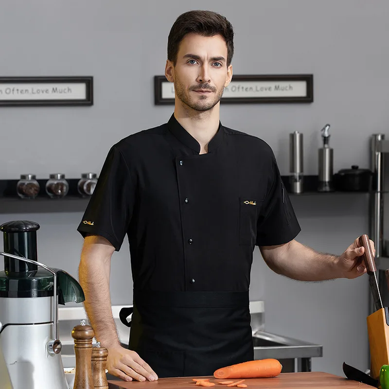 Uniforme de travail à manches courtes pour Chef de barbecue, Restaurant occidental, restauration, hôtel, Restaurant, cantine, vêtements de cuisine d'été pour hommes