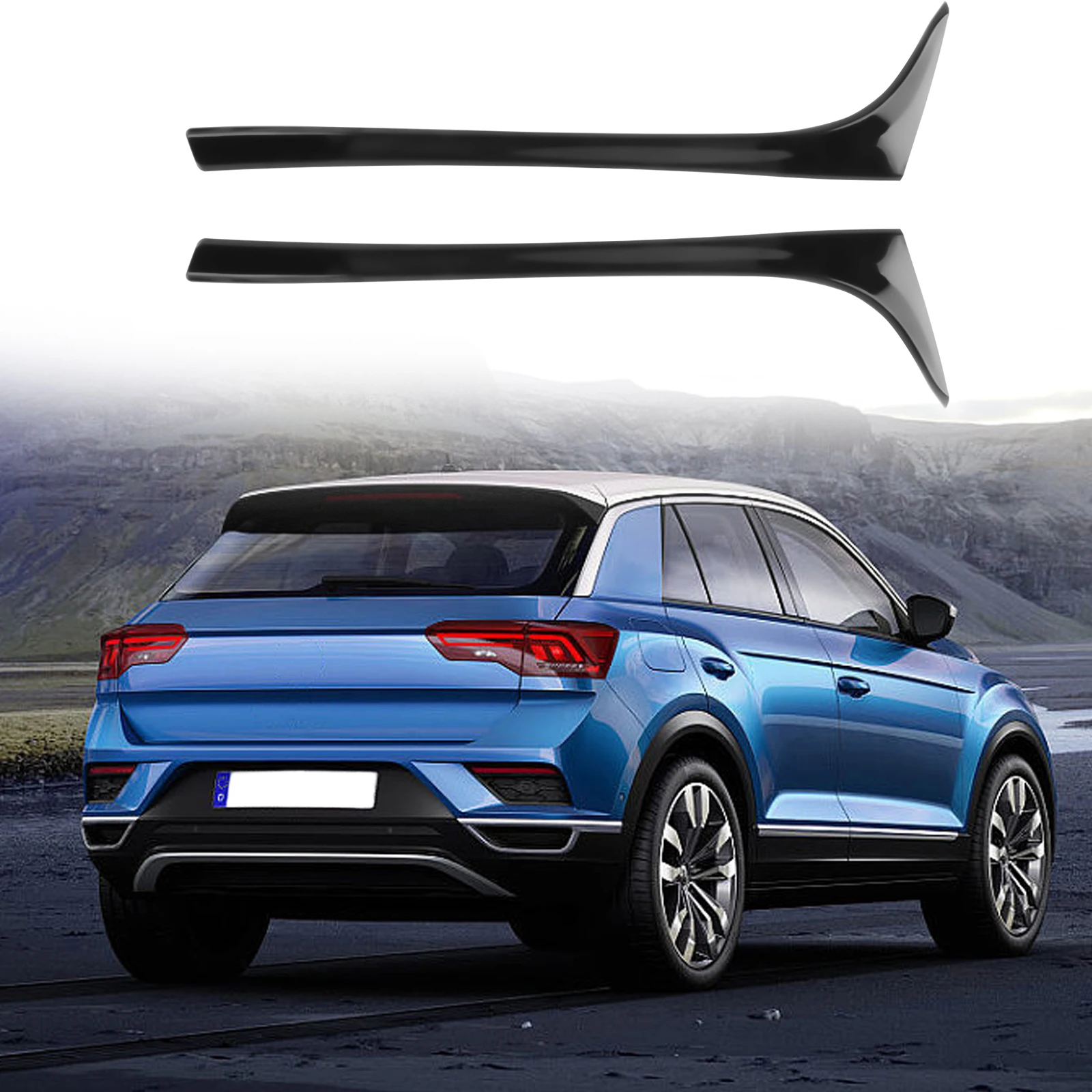 2PCS ABS Bright Black Car Rear Window Spoiler Side Wing For VW Golf 7 MK7 2014-2018 Auto Assesories