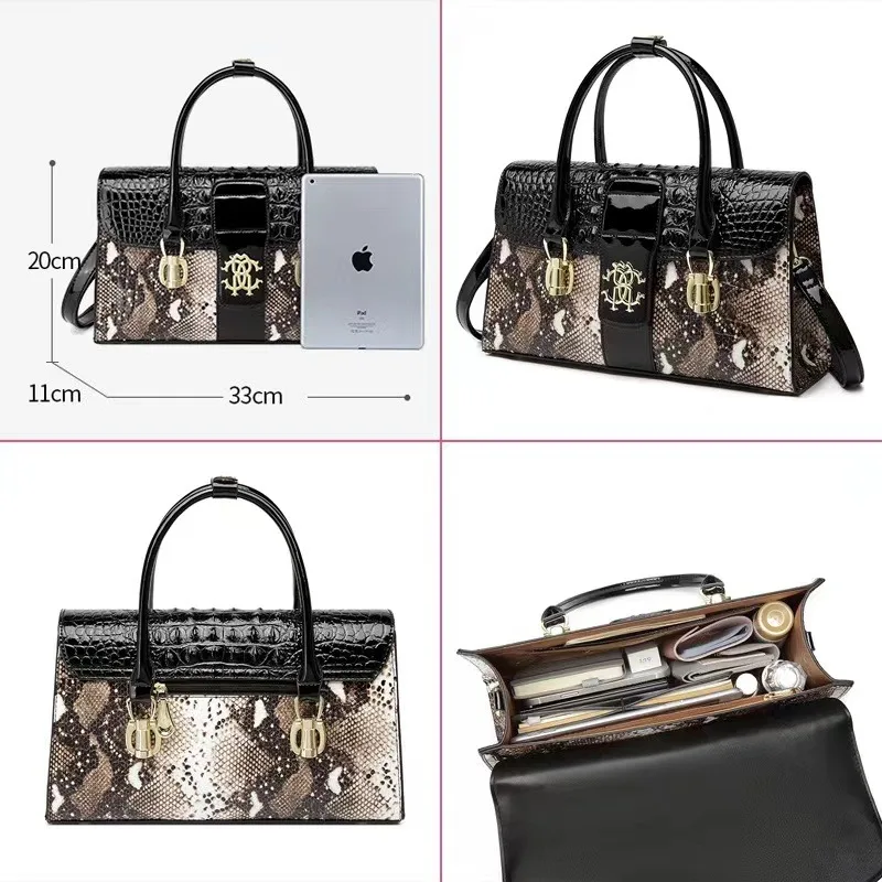 Sac à Main en Cuir de Crocodile pour Femme, Marque de Styliste, Fourre-Tout à Bandoulière, Populaire