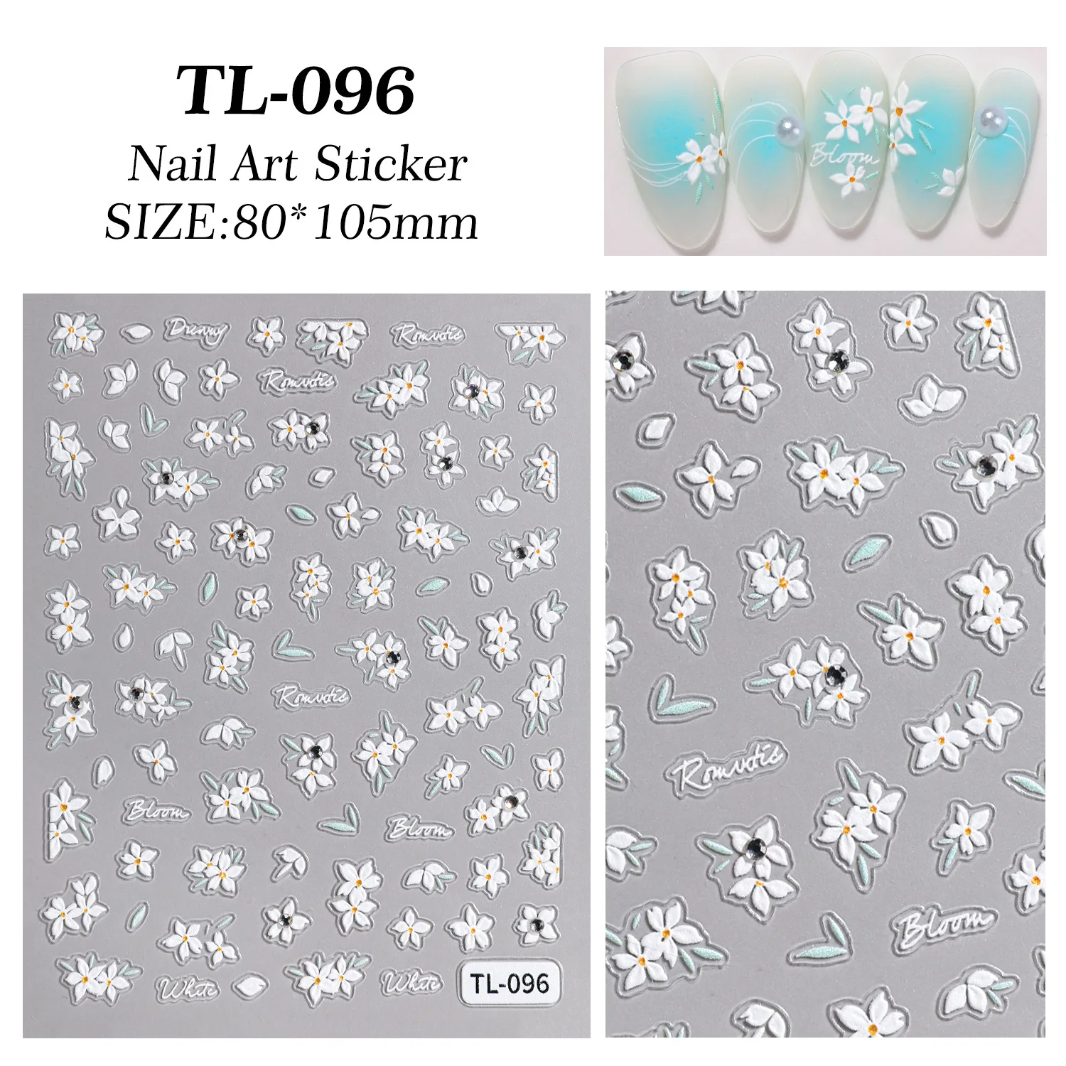 2 قطع ضوء فاخر الحب كريستال الماس الصغيرة زهرة بيضاء مسمار ملصقات تنقش 3D الوردي مقوس دانتيل زهرة ملصقات #5