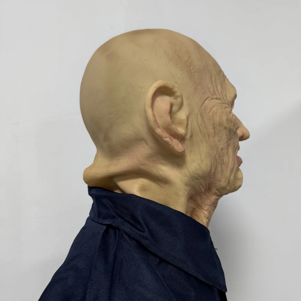 Realistische langhalsige Gummi-Silikon-Latex-Maske für Partys, Kostümzubehör für alte Männer mit weichem Touch-Gefühl