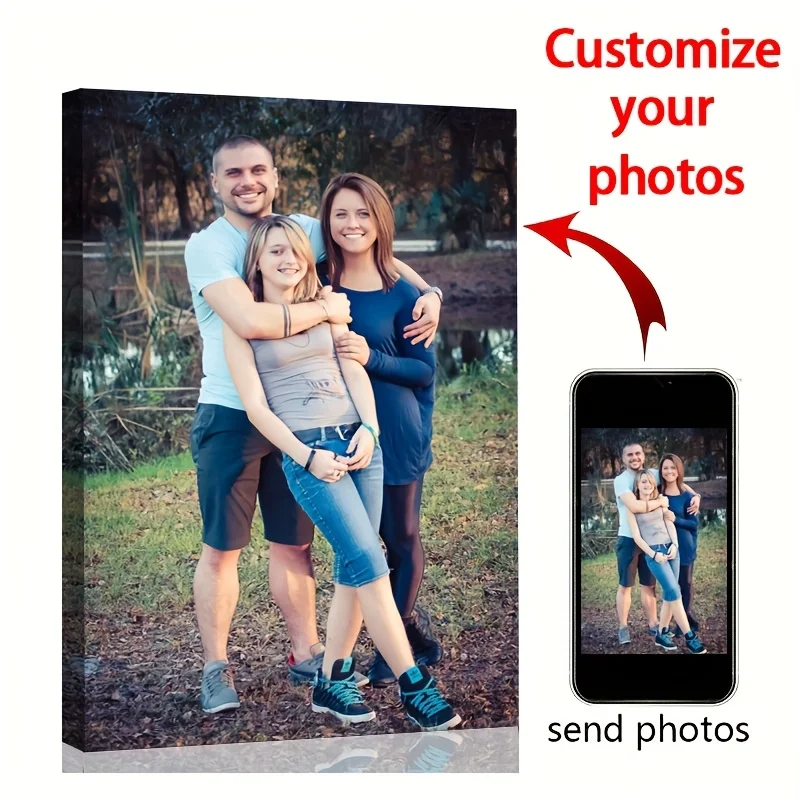 Custom Your Image Canvas Painting, Personalized Upload Picture Custom Print, Customizable Photo Wall Poster, Unframed Living