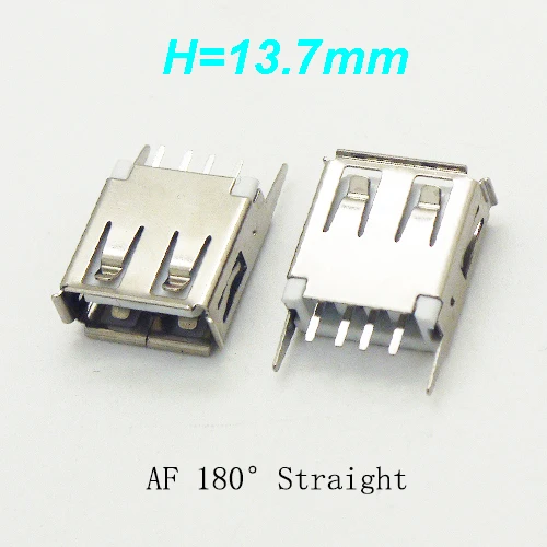 10PCS USB 2.0 Jack L=13/13.7/15/17.5/19.5/20.5/22.5/24.5mm A Type USB 2.0 Connector Female Socket Straight Feet 180degree DIP