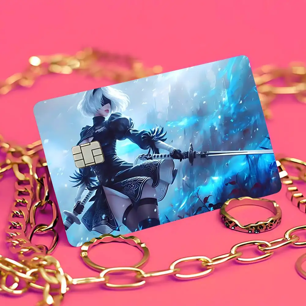 NieR Automata 2B Card Stickers Cartoon Decorative Small Waterproof Chip 4PCS Card Sticker New Anti-Scratch