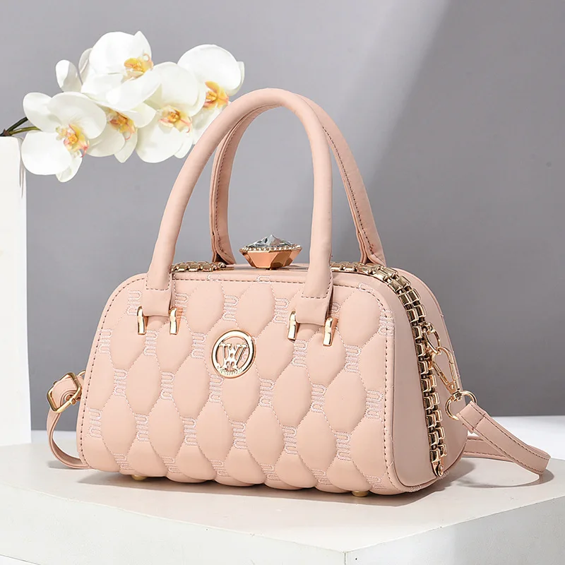 

Luxury Brand Designer Women Small Square Bag With Diamond Studded Steel Frame Handbag Fashionable Single Shoulder Crossbody Bag