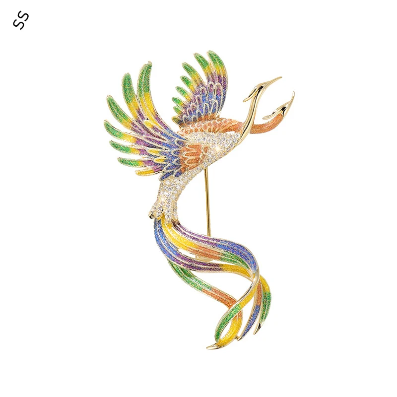 

Phoenix Nirvana Peacock Brooches Copper Inlaid Zirconium Suit Coat Garment Pin Accessory Fashion Animal Ccorsage