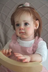 60CM Bebe Reborn Doll Handmade Reborn Toddler Doll Maggie Hand Detailed Lifelike Hand-rooted Hair Doll 3D Skin Visible Venis