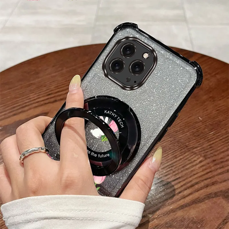 진주 스트랩 랜야드 반짝이는 장난스러운 토끼 폰 홀더 케이스 아이폰 16 15 14 13 12 11 Xs Pro Max Mini X XR Plus 16E 커버용