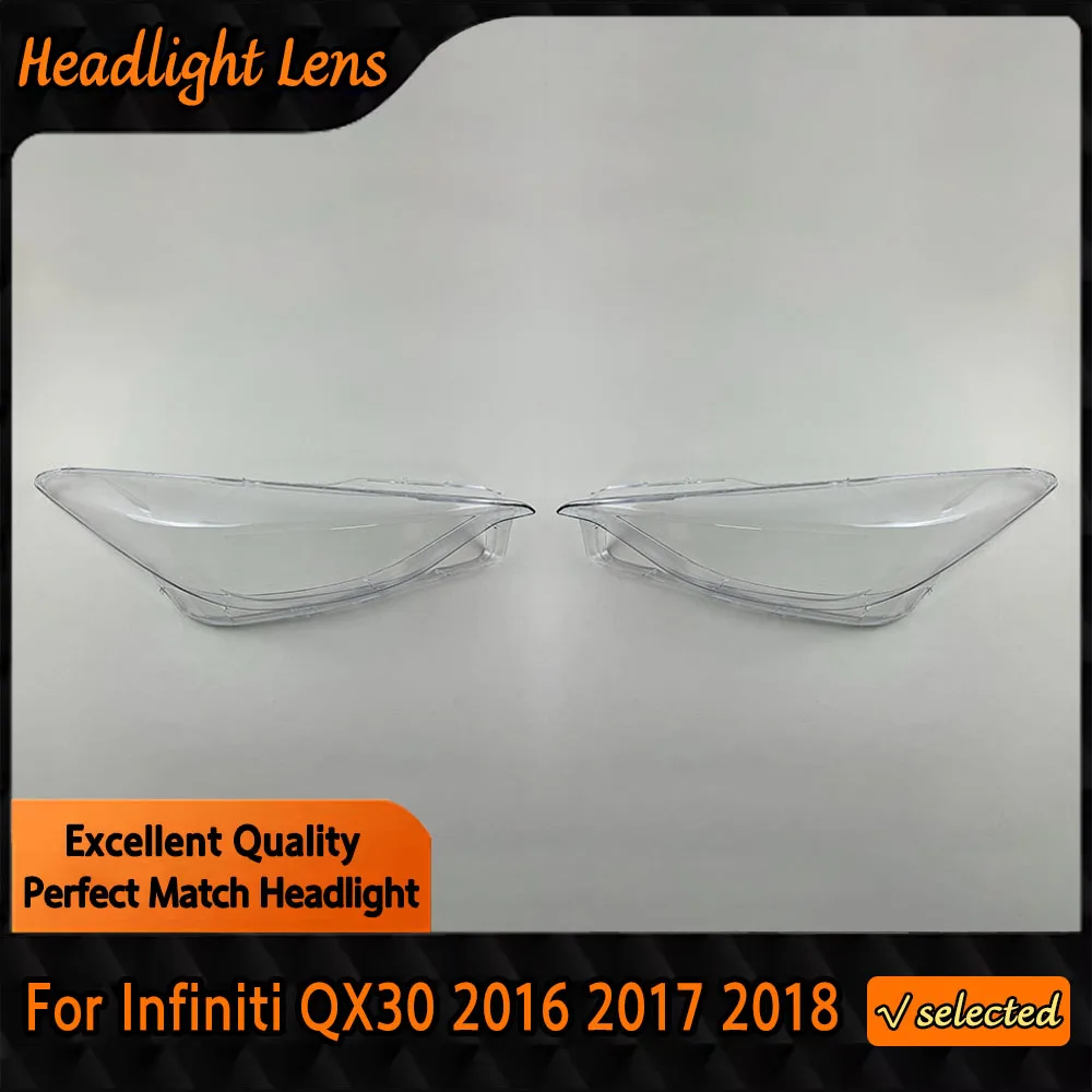 

For Infiniti QX30 2016 2017 2018 Auto Light Caps Transparent Lampshade Lamp Shade Front Headlight Cover Glass Shell