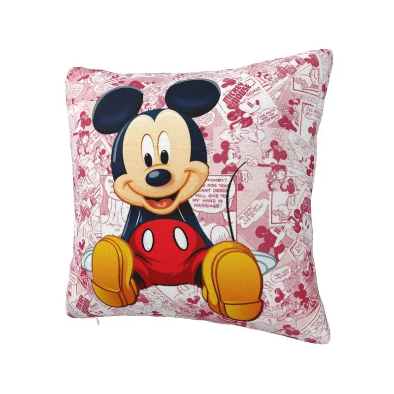 Custom Fashion Mickey Mouse Cushion Cover 40x40cm Soft Throw Pillow Case for Car Square Pillowcase Living Room Decoration