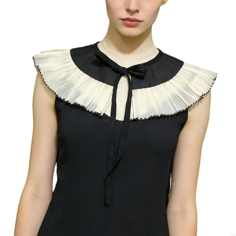 Colar falso destacável com borda preta e design fácil combinar com qualquer roupa