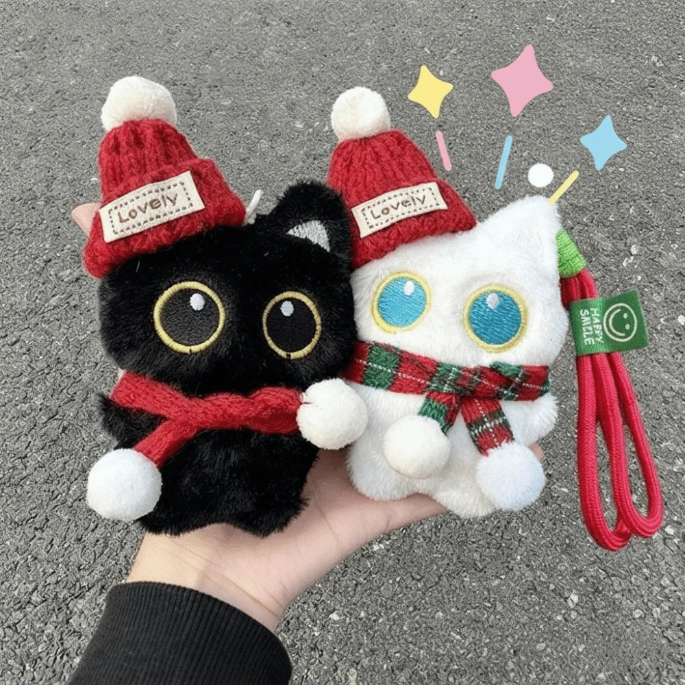 New Black Cat Design Plush Black Cat Doll Adorable Soft Bag Pendant Kawaii Gift Keyring Decor