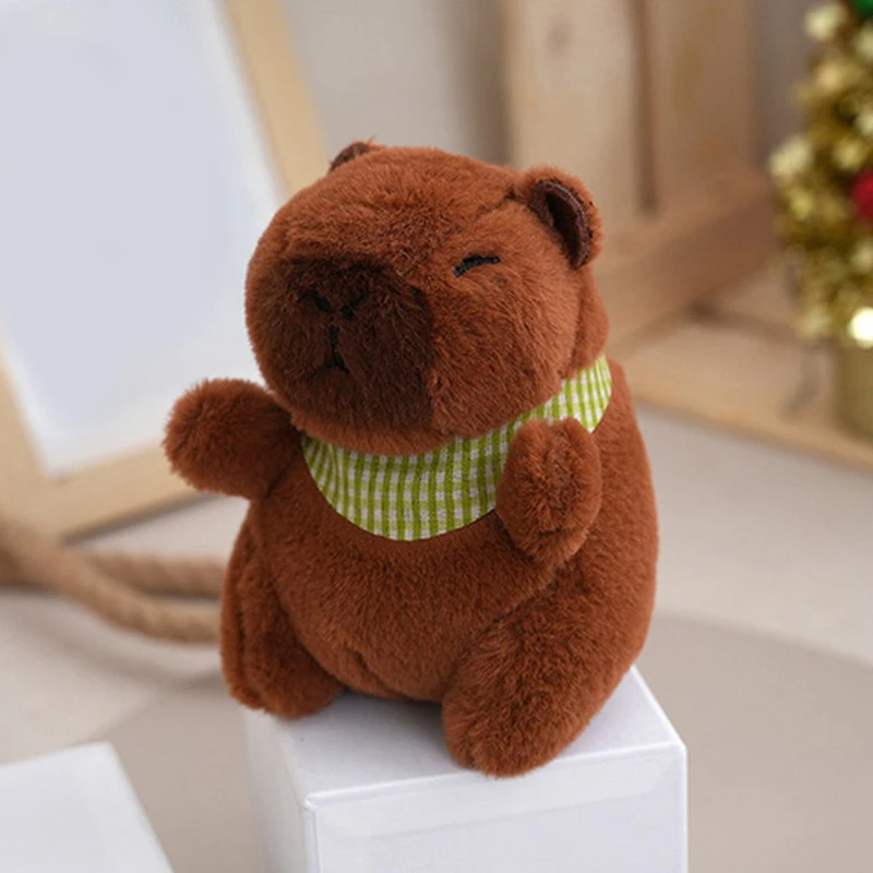 Kawaii Braun Plüsch Capybara Puppe Spielzeug Stofftier Schlüsselanhänger Anhänger Tasche Dekoration Flauschige Tier Puppe Plüsch Schlüsselanhänger Kinder Geschenk