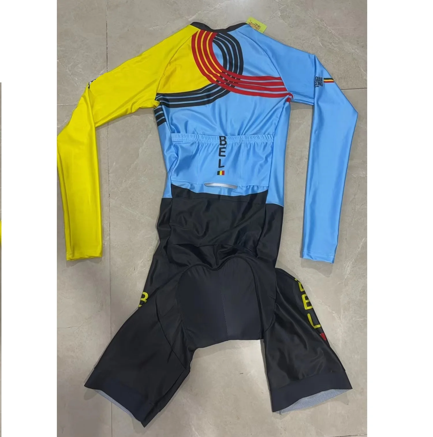 LASER CUT Skinsuit 2024 BELGIUM NATIONAL TEAM Bodysuit LONG SLEEVE Cycling Jersey Bike Bicycle Clothing Maillot Ropa Ciclismo