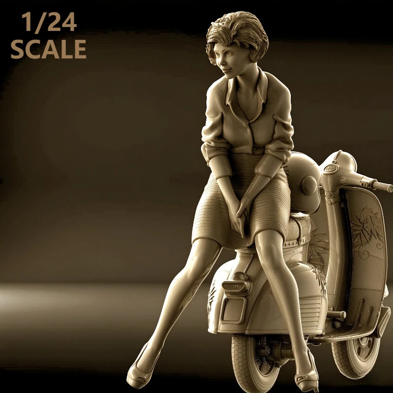 1/24 Scale DieCast Resin Figure Model Kit European Woman's Travel in Autumn Diorama Model Unassembled Unpainted