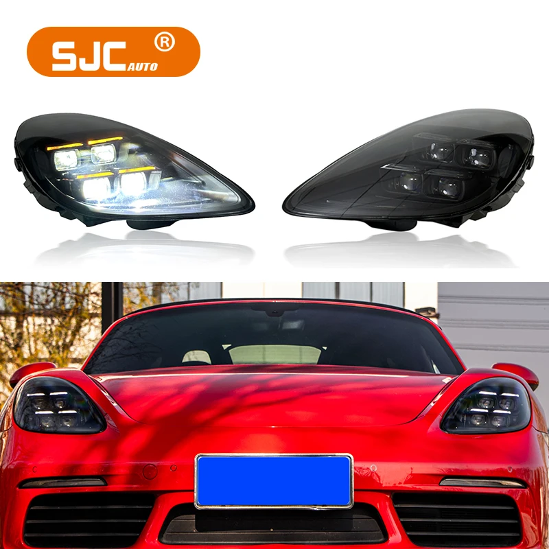 

2pc for Porsche Cayman Boxster 718 Headlight Assembly 2016-2023 Modified LED Matrix 2024 Style 982 982C Front Light Car Headlamp