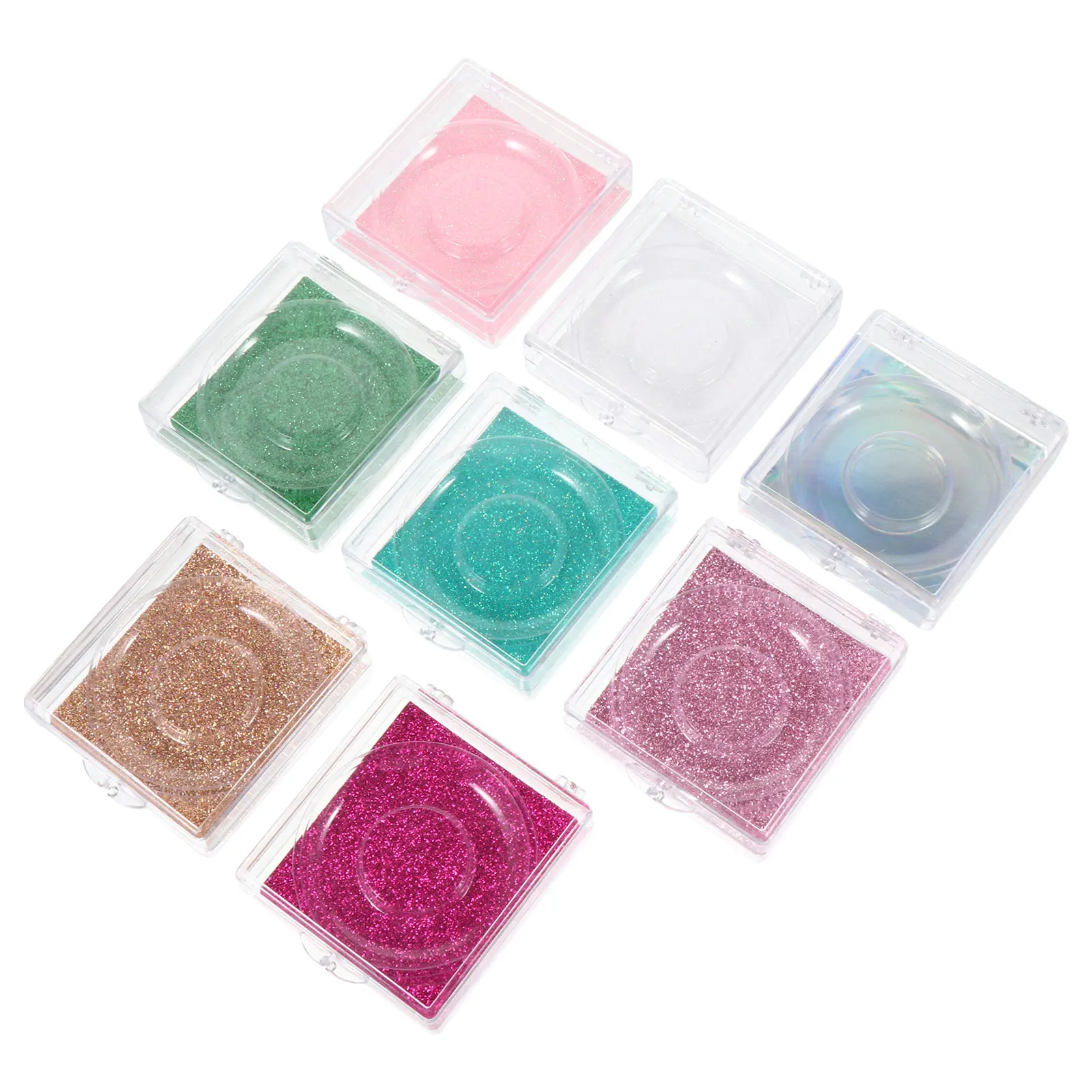 

8 Pcs Eyelash Box Plastic Tray Empty Case False Lashes Holder Glitter Lash Storage Lightweight Portable