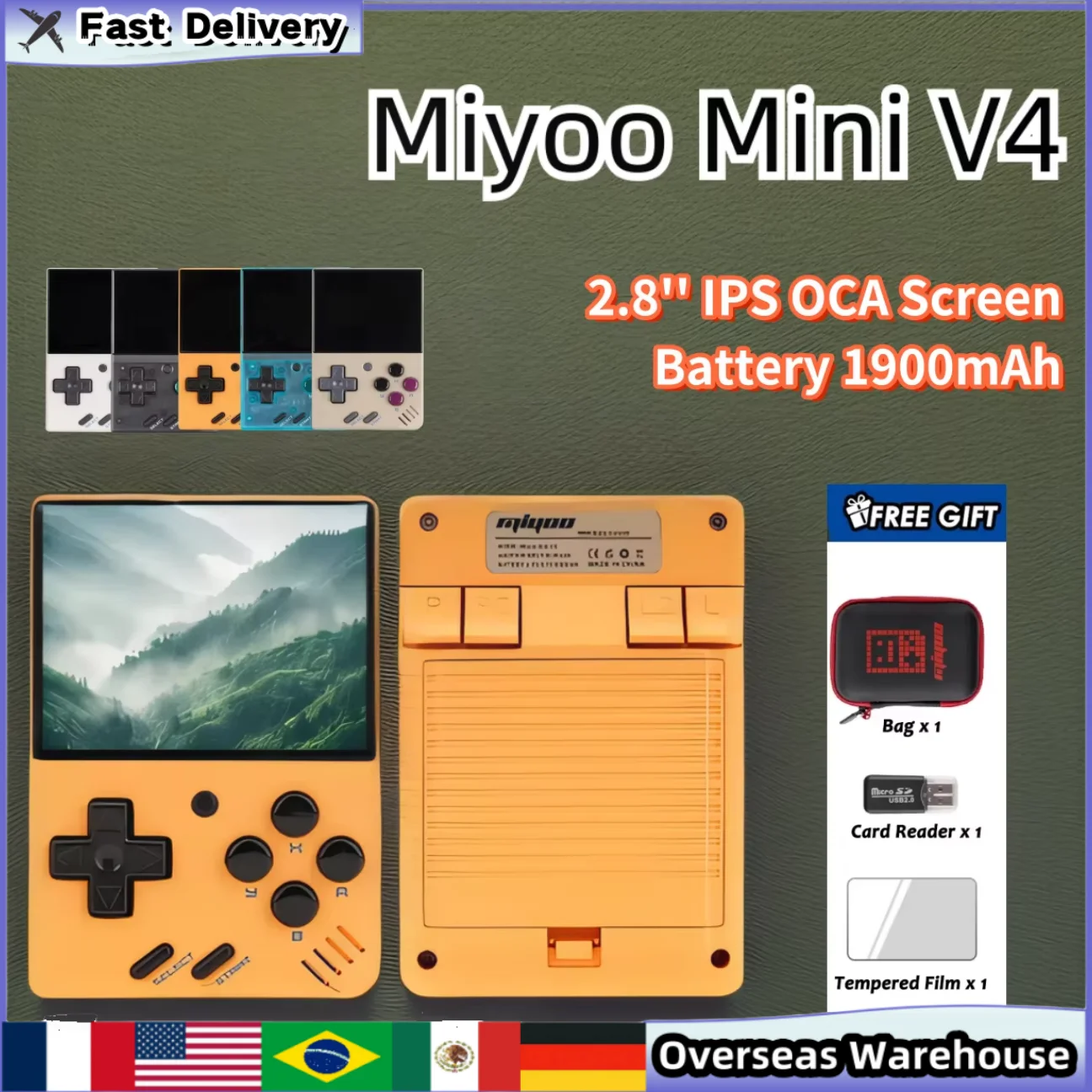 Miyoo Mini V4 Consoles Handheld Game Players 1900mAh Linux System Retro Game Console 2.8'' IPS OCA Portable Video Game Consoles