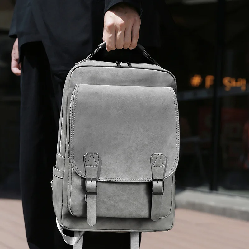 Male Leather Backpack Men's Vintage Travel Backpack Camping Business School Office Bag Messenger Laptop Bag