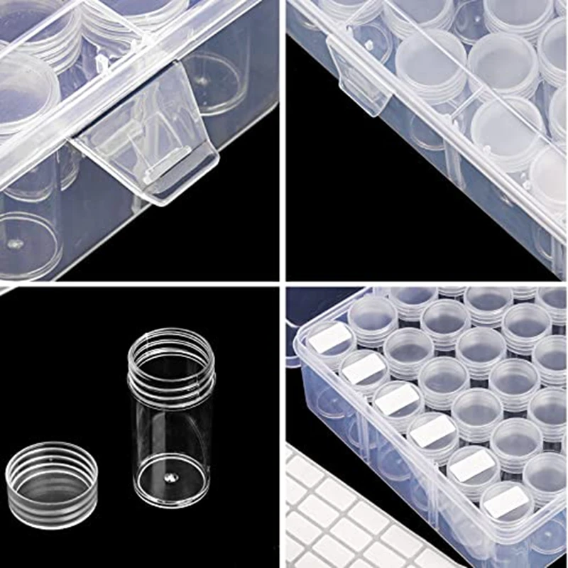 2 Pack Diamond Painting Boxes, 120 Grids Plastic Beads Storage Container 5D Embroidery Parts Storage Organizer