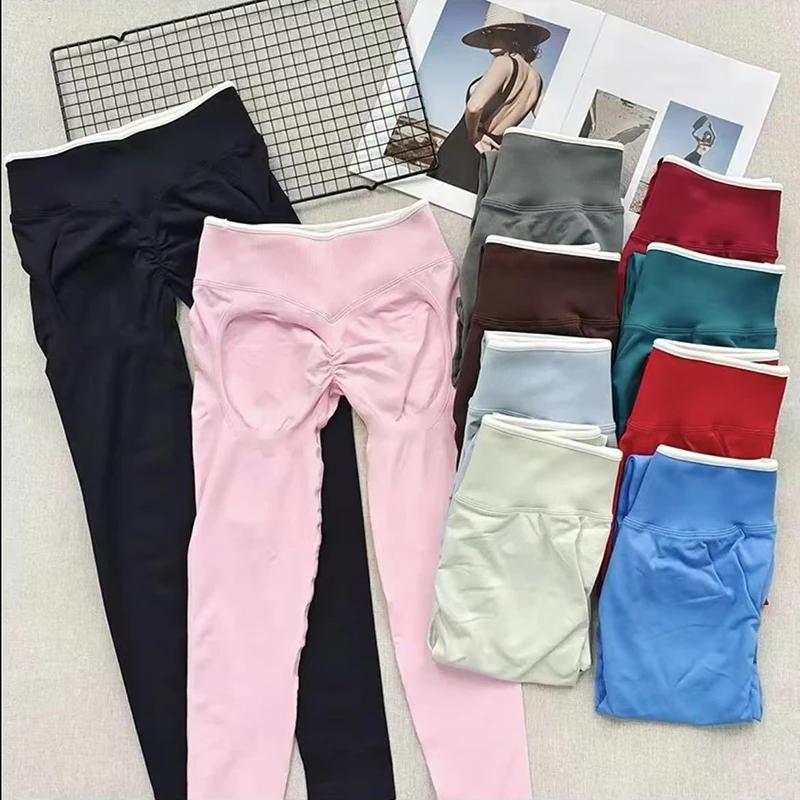Pantalon de Yoga taille haute pour femmes, Compression abdominale, couleur contrastée, Fitness, serr