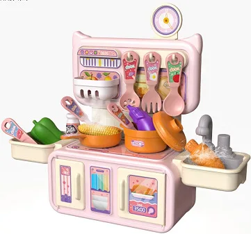 51cm Children\'S Spray Kitchen Simulation Table Utensils Girls Cook Mini Food Set Christmas Gifts festival birthday Kid gift Toy