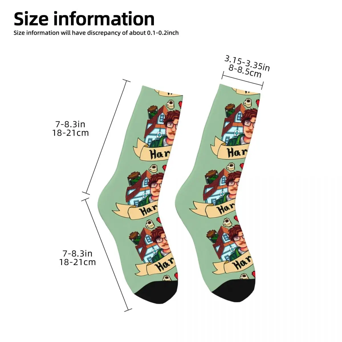 Funny Crazy compression Harvey Sock for Men Hip Hop Vintage Stardew Valley Happy Seamless Pattern Printed Boys Crew Sock