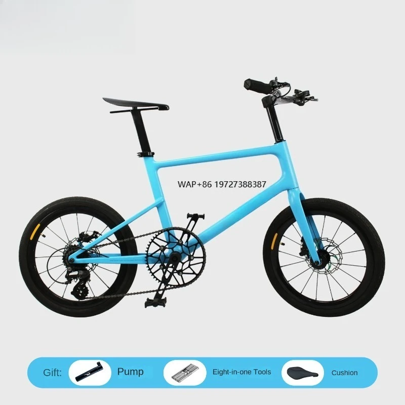 

Light Shark Technology Carbon Fiber Hard Frame Road Bike 20 Inch Double Disc Brake 100kg Load Capacity Leisure Flat Handle Net