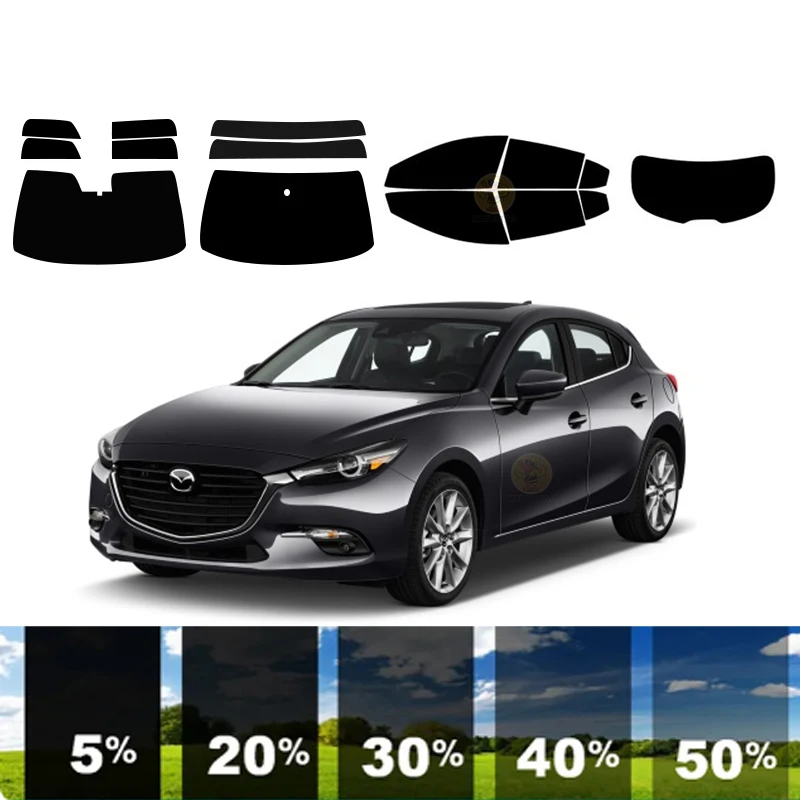 precut Removable Window Tint Film For Car 100% UVR 5%-70%VLT Heat Insulation Carbon ﻿For MAZDA MAZDA3 4 DR HATCH 2014-2018