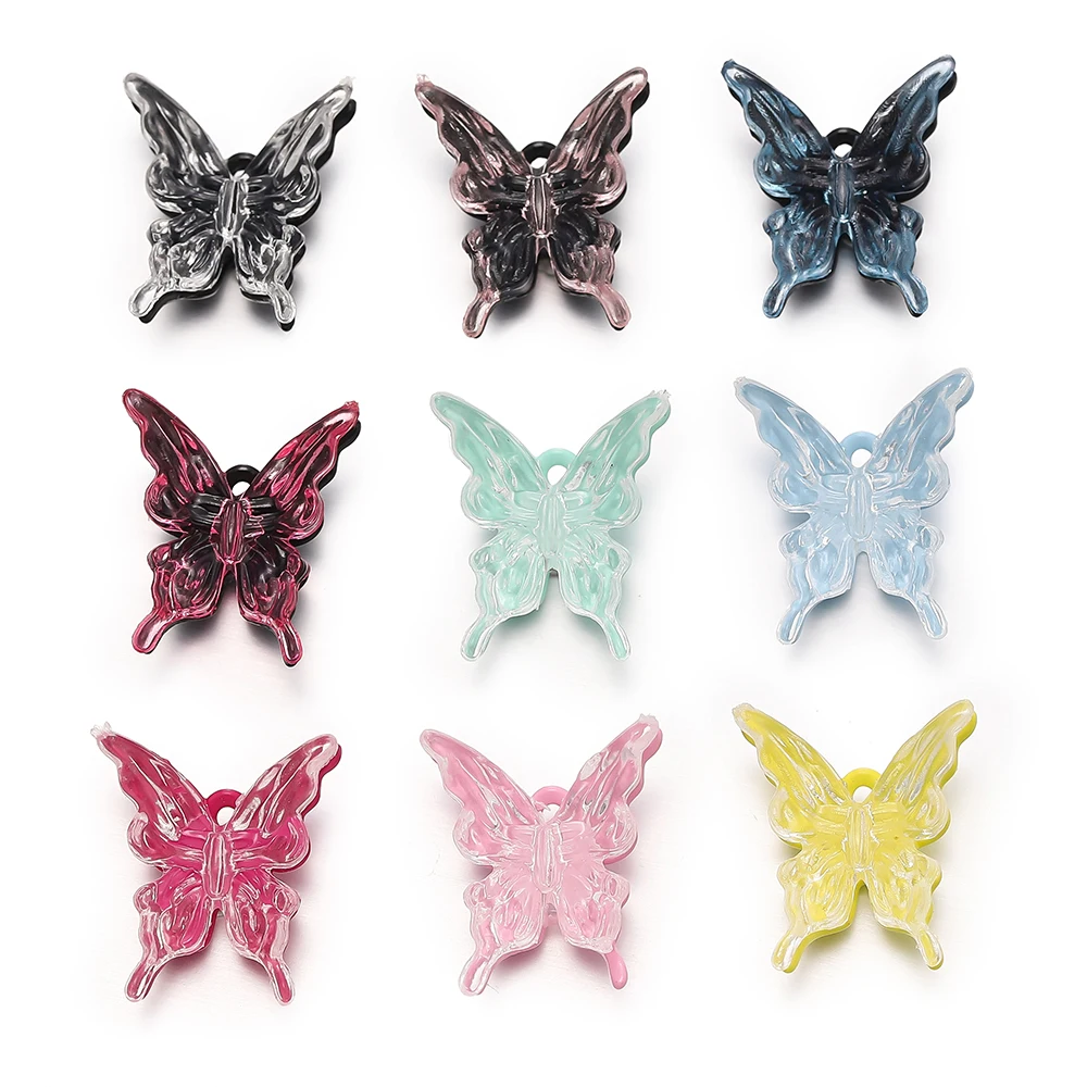 Breloques papillon en alliage métallique, 1 pièce/lot, animaux, papillons colorés pour bricolage, collier, Bracelet, fabrication de bijoux