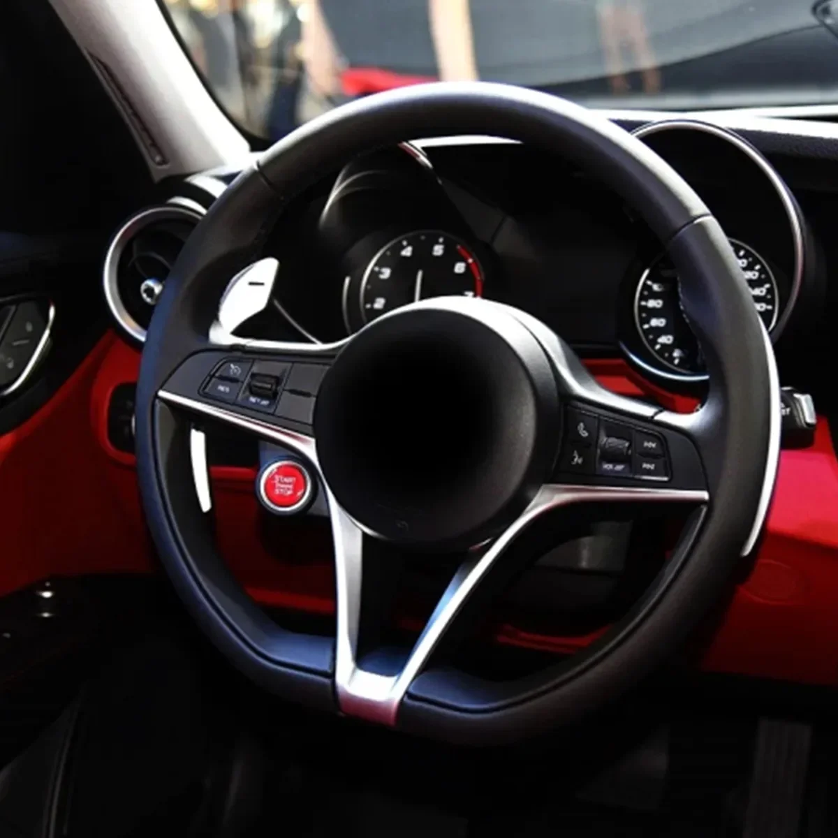 Afbeelding 3: Start Stop Motor Knop Cover Reparatie Vervanging voor Alfa Romeo Giulia Stelvio 2017-2019 Auto Styling Accessoires
