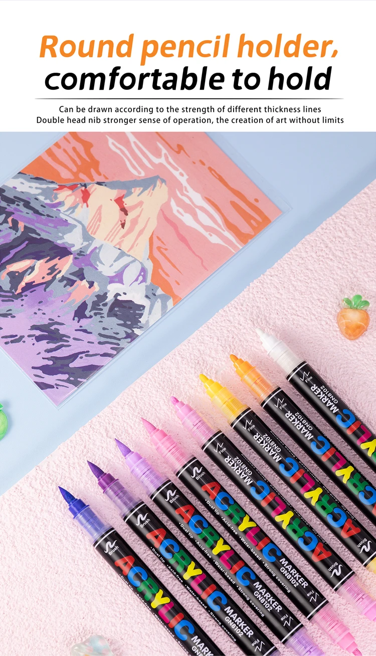 أقلام تحديد أكريليك ذات طرف مزدوج 36/60/84 لونًا لكتب التلوين، فن لعلامات رسم معدنية من الحجر الزجاجي