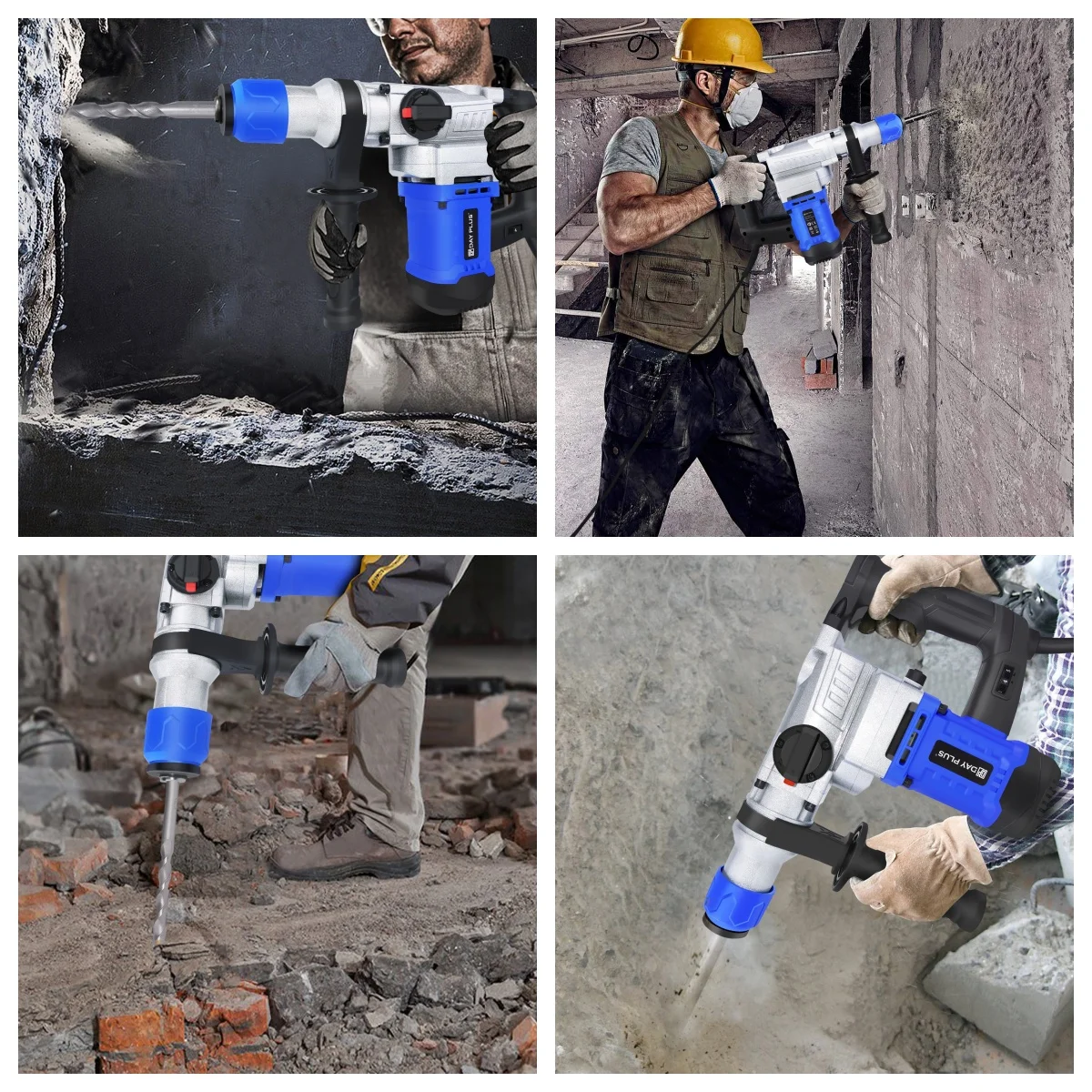 Corded 1500W SDS Plus Rotary Hammer Drill, 4-Function Heavy Duty with Multi-Position Handle – Includes Bits & Chisels