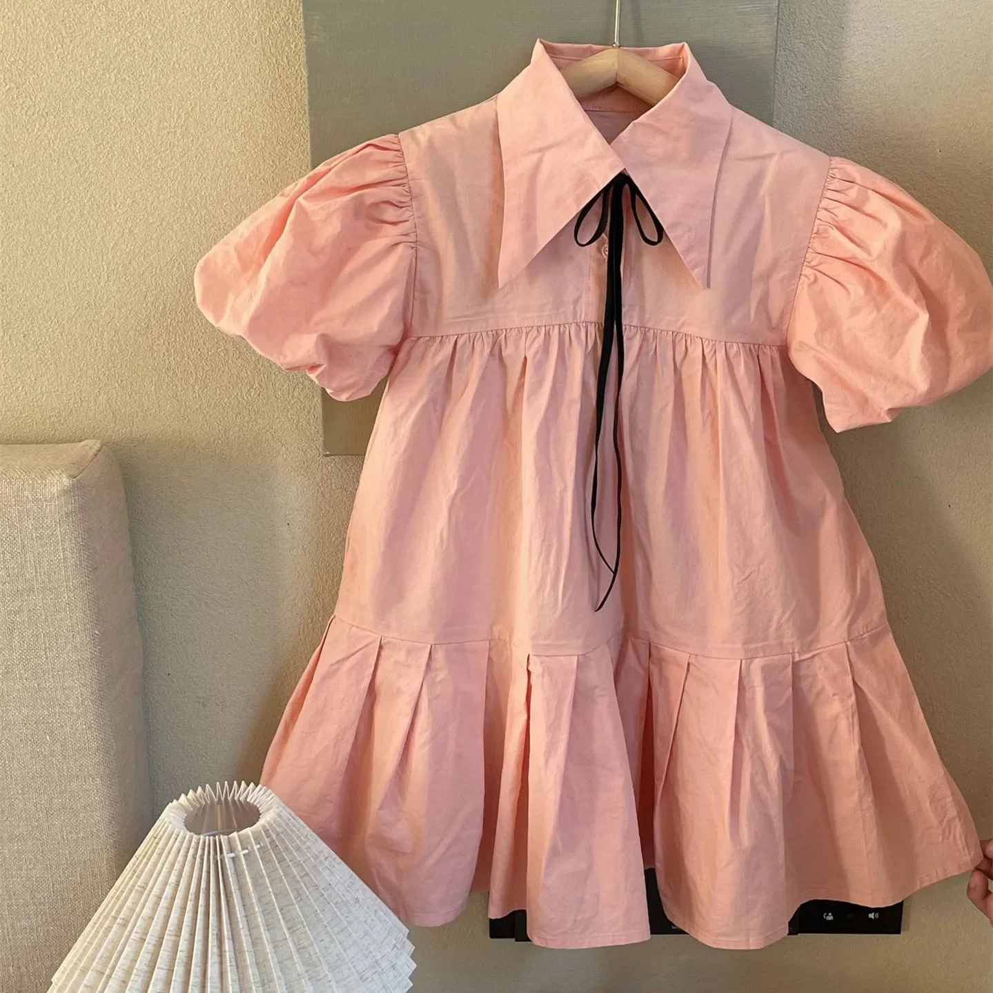 

2024 New Spring Summer Baby Girls Princess Dress Bowknots Puff Sleeve Ruffles Toddlers Kids Casual Dresses