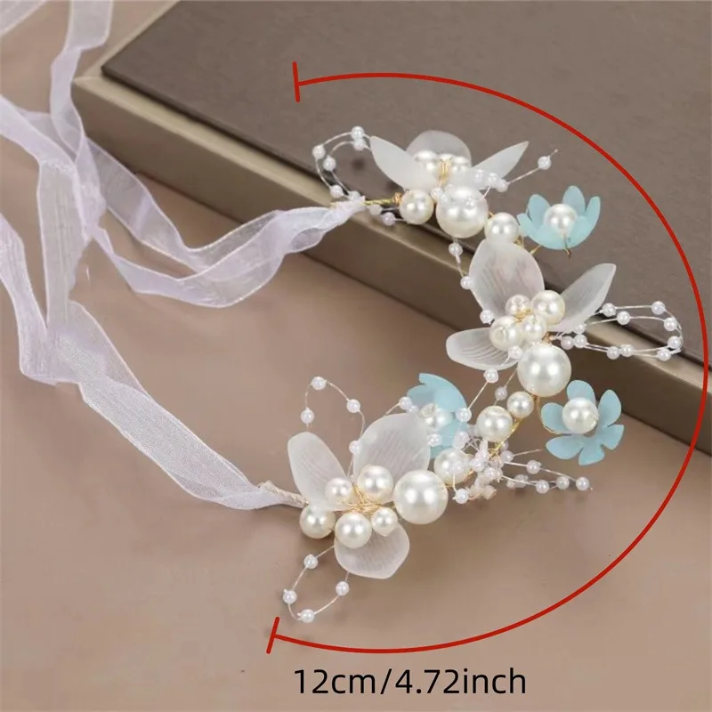 Elegant Girls Headband Imitated Pearl Hair Headdress Baby GirlsFlower Wreath Bride Garland Head Hoop Wedding Headbands Hair