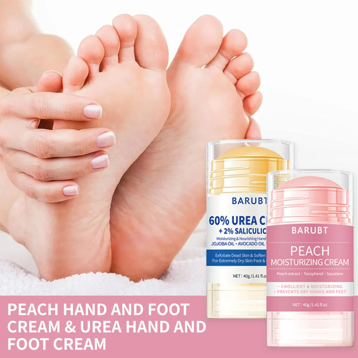 

Urea + Peach Hand and Foot Cream Combination Moisturizing Double Moisturizing Heel Protective Rod Anti-cracking Improve dryness