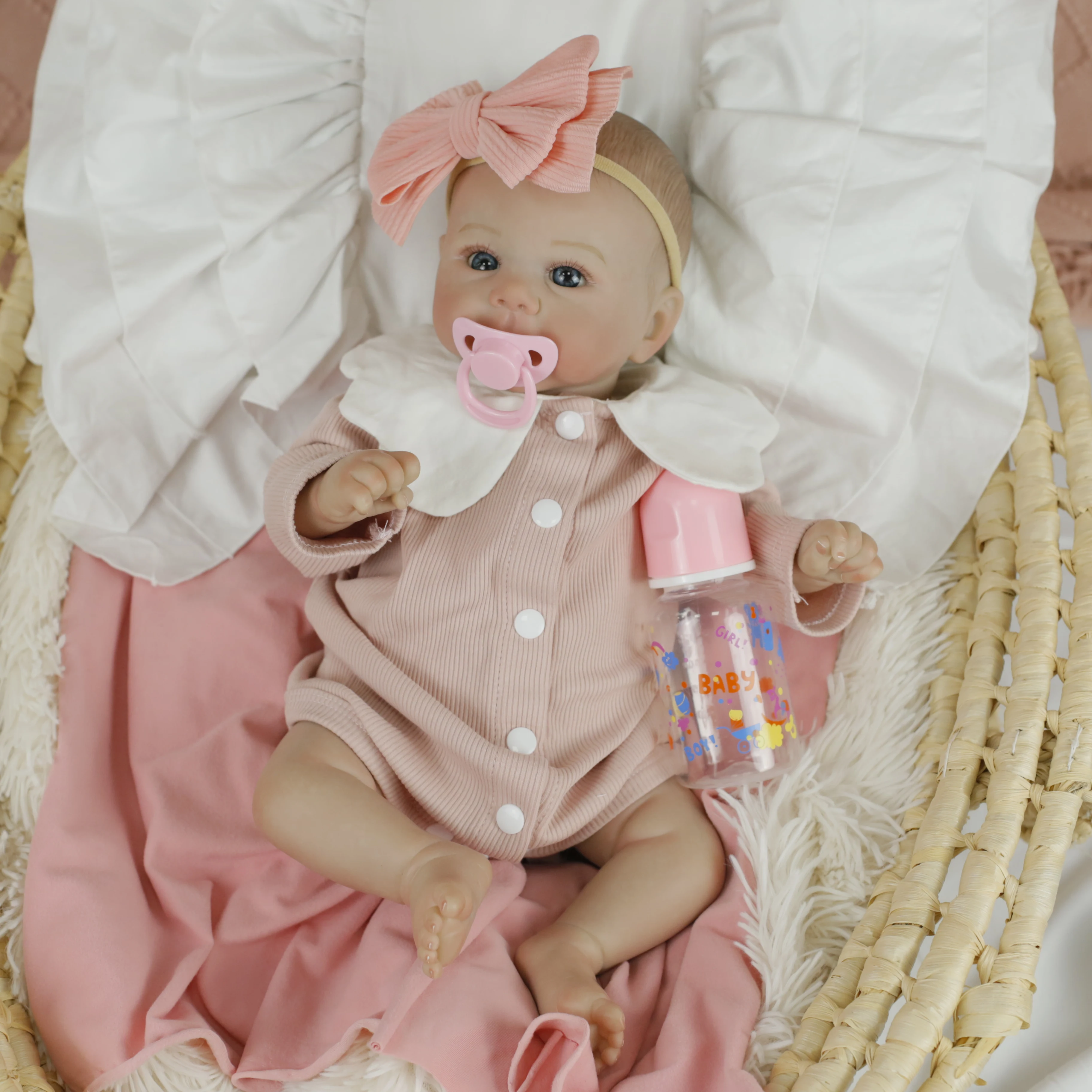19inch Full Body Silicone Vinyl Reborn Baby Doll Girl Juliette Handmade 3D Skin Visbile Vein Collectible Art Doll Christmas Gift