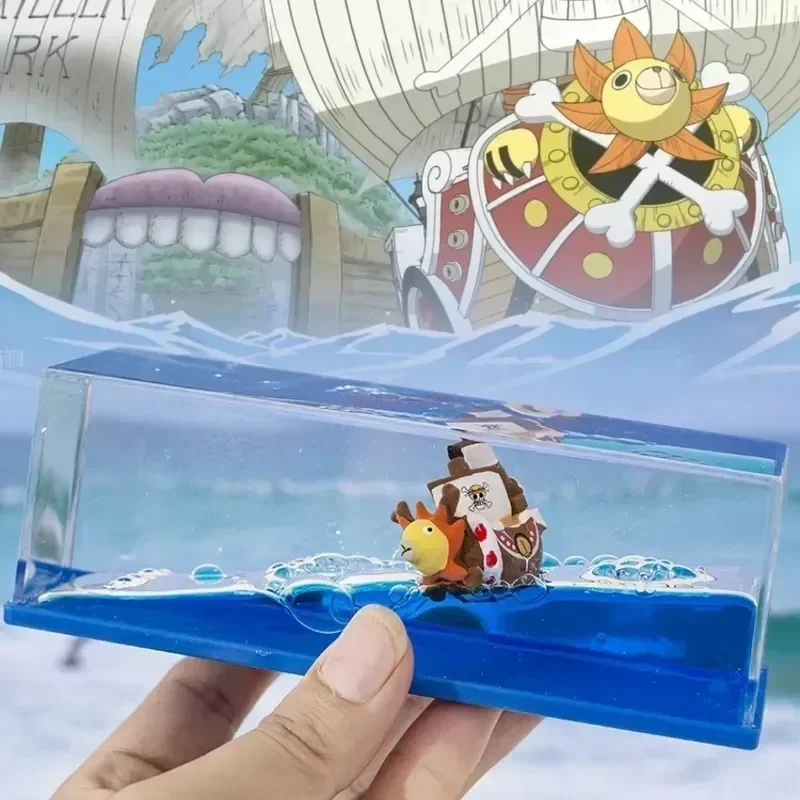 

New One Piece 3d Ship Fluid Drift Bottle Thousand Sunny Ship Going Merry Boat Black Pearl Boat House Decoration Christmas Gifts