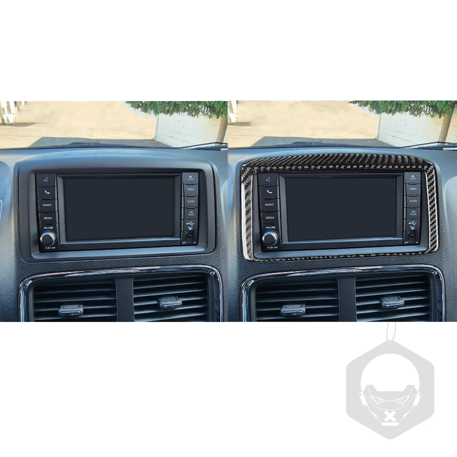 For Dodge Grand Caravan 2011-20 For CV Tradesman 12-15 Carbon Fiber Radio display Car Interior Accessories Decorative Stickers