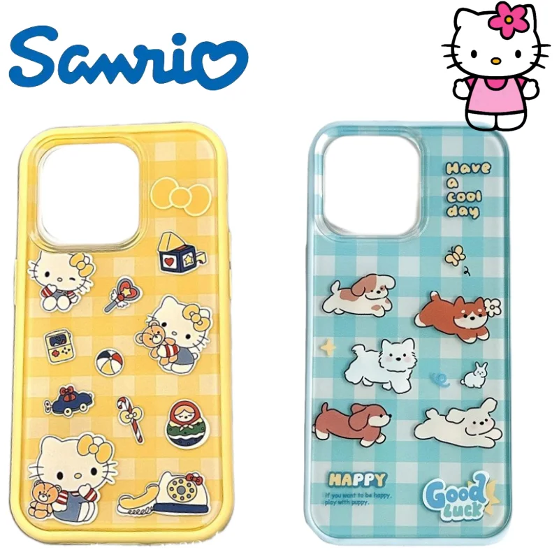 MINISO Sanrio Phone Case HelloKitty Drop Resistant Soft Shell Apply IPhone13-15 Series Cartoon Phone Decoration Holiday Gifts