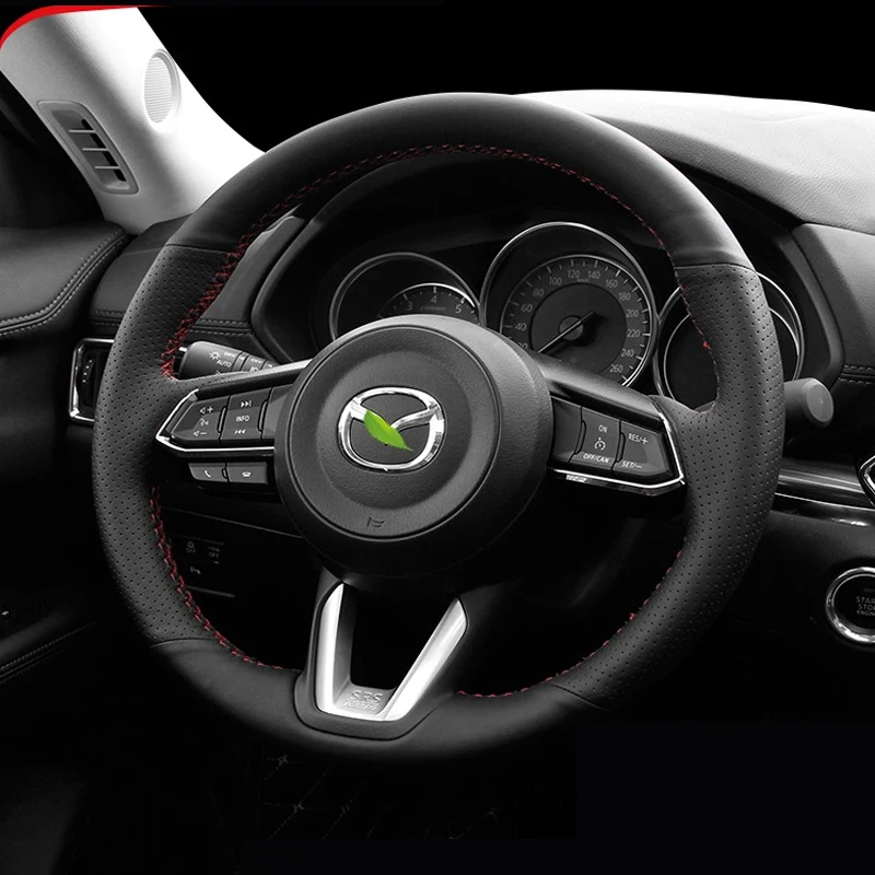 

Artificial Leather for Mazda 3 Axela 2017-2019 CX5 CX-5 CX4 CX-4 Atenza Mazda 6 2018-2021 MX-5 MX5 CX-8 Car Steering Wheel Cover